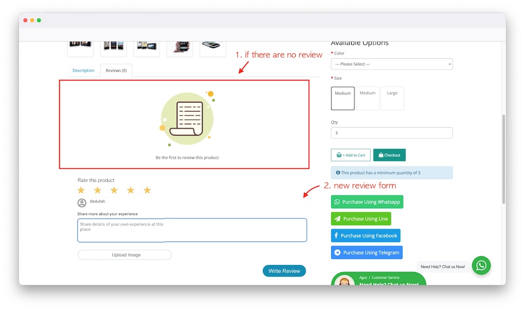 if there are no review on opencart product page